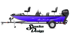 Purple Northern Pike Bait Boat Wrap Vinyl Graphic Decal Kit Fish Bass Fishing US