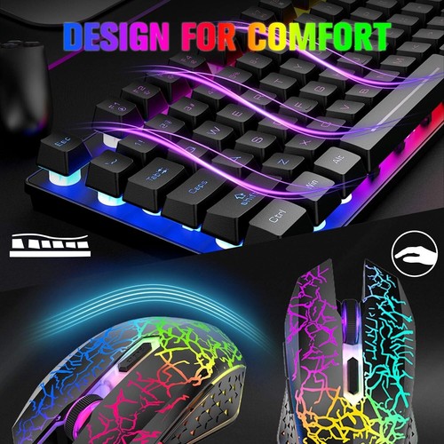 Rechargeable Wireless Gaming Keyboard & Mouse Set with Rainbow LED Backlighting - Picture 9 of 11