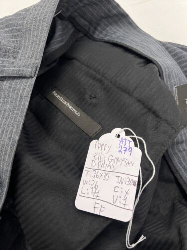 NEW WITH TAGS Perry Ellis Men's Gray Striped Dress Pants 36X30 $98 - Picture 6 of 9