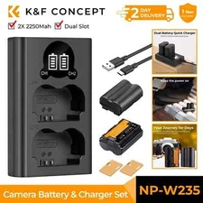 K&F Concept NP-W235 Battery(2x) & Dual LCD Battery Charger for Fujifilm 2200mAh