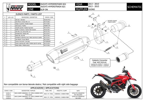 Terminale Scarico MIVV Suono Nero inox per Ducati Hypermotard 821 2013 > 2015 - Bild 5 von 5