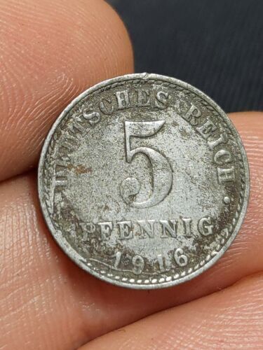 Germania 5 Pfennig 1916 A - Guglielmo II Kayihan monete T52 - Foto 1 di 2