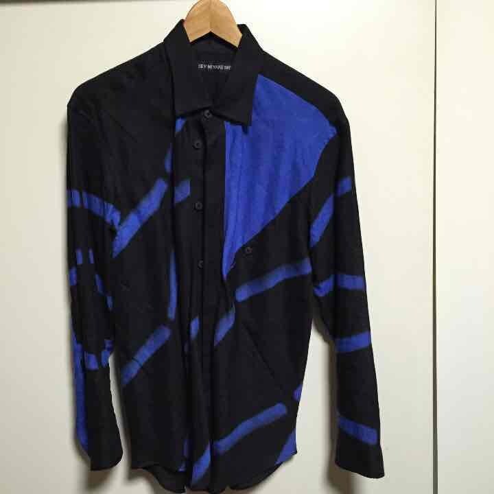 ISSEI MIYAKE MEN 2014SS dyed long sleeve shirt size 2 blue x black 