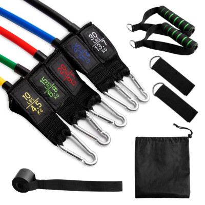 Resistance Bands 11 Piece Latex Tube Set Upgraded Fitness