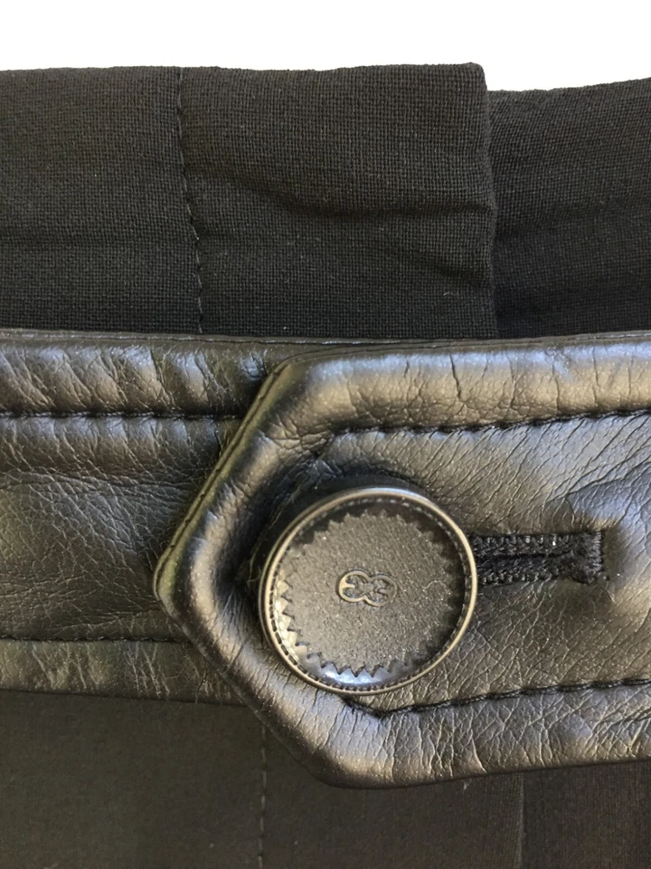 Pantalón ESCADA Alemania RP $1100 Negro Lana Elástica con Cinturón de Cuero Talla 42/L/UK16/US12 Foto 4 de 4