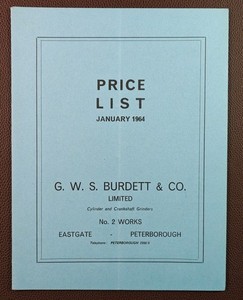 1964 G. W. S. Burdett & Co. Zylinder- und Kurbelwellenschleifer Peterborough Preis