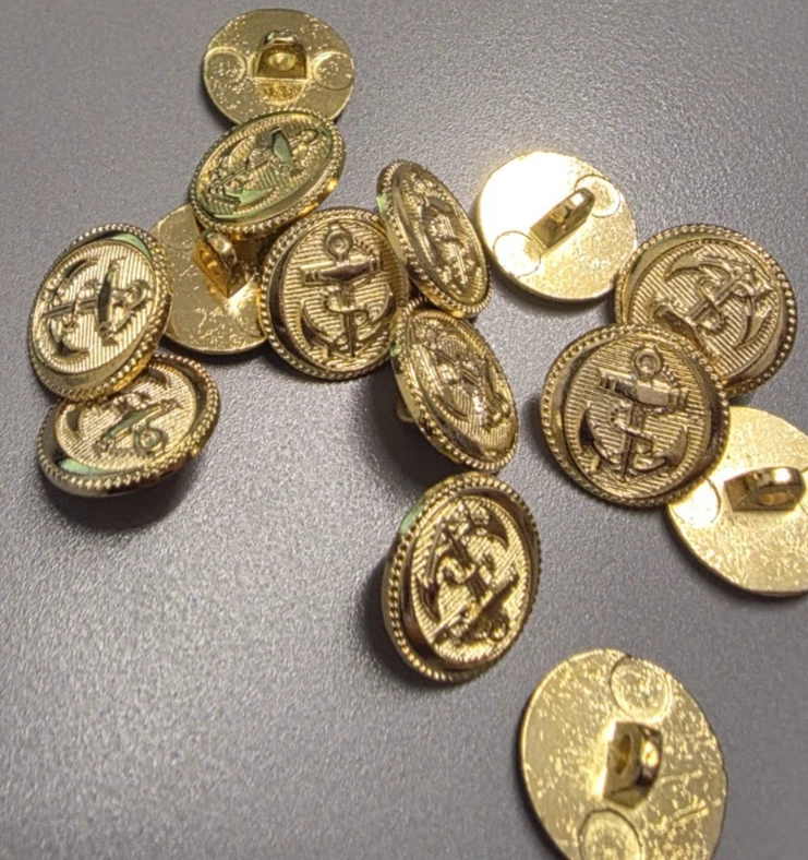 8 Metallknöpfe jacke mantel öse Knopf Messing Gold 14 mm rostfrei Designer - Bild 3 von 3