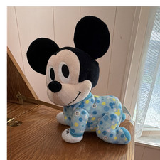 Disney Baby Mickey Mouse Crawling Plush Stuffed Animal Blue Pajamas, 2005