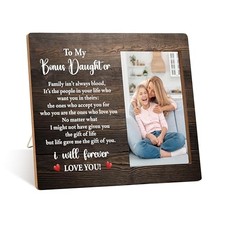 To My Bonus Daughter Photo Frame - Wooden Tabletop Picture Frame With Stand -