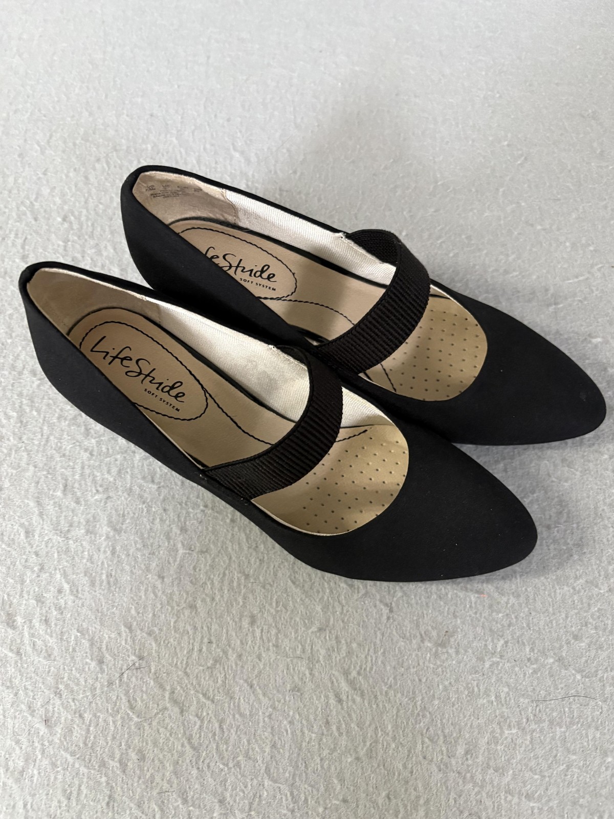 LifeStride Wedge Shoes Womens Size 7.5 Black Mary Jane Pumps FLEX