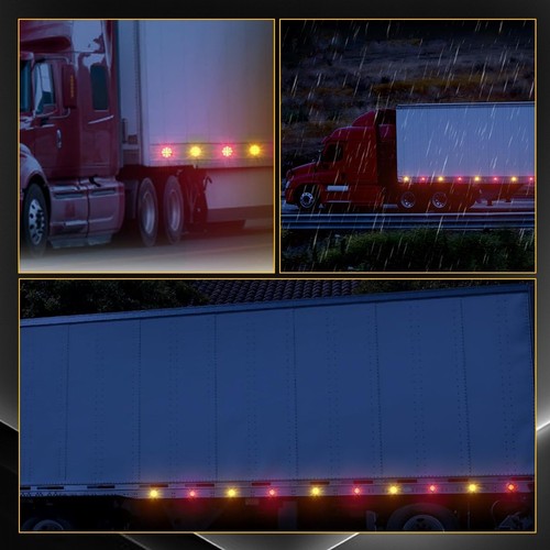 4-8PCS 2.5" LED Round Red Amber Clearance Side Marker Lights Flash Mount DOT - Picture 2 of 27
