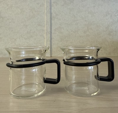 Lot of 2 Bodum Espresso Cup Square Handle Danish Design Mug About 2 1/4'' Tall
