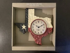 Lone Star State Collection - Texas Pride Clock - State Shaped - Red White Blue