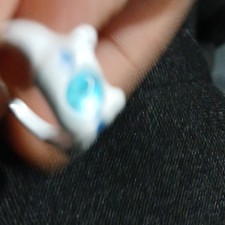 White Blue Animal Style Resin Ring with Blue Round Stone