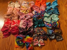 Lot of 22 JoJo Siwa Hair Bows 7  Oversized Cheer Bows Rainbow witch sparkle