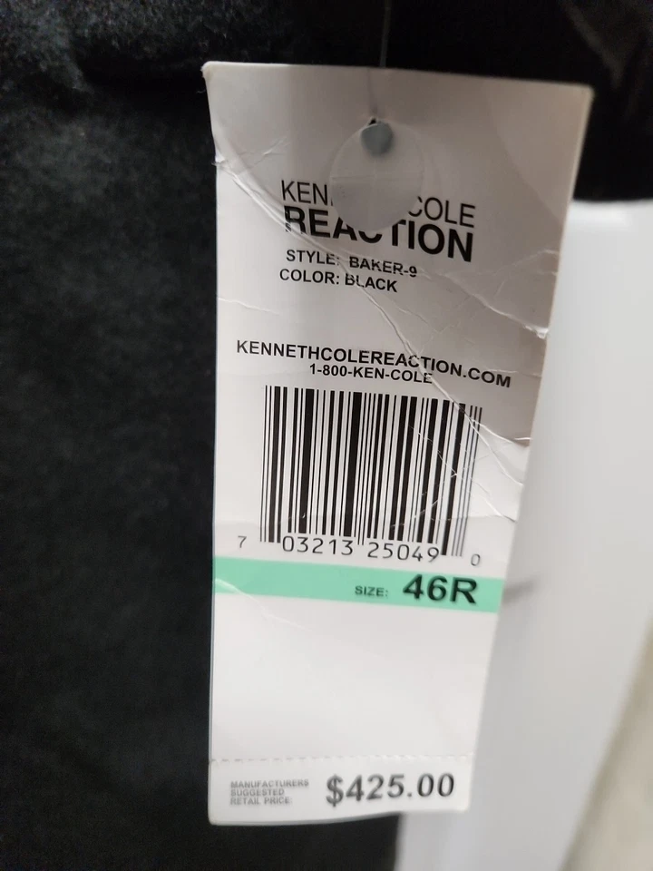 Kenneth Cole Black Cashmere Wool Long Top Coat Overcoat 46R NWT - Image 3 of 4