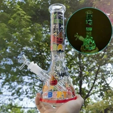 10inch Smoking Hookah Glow in the dark Pumpkin Glass Water Pipe Shisha Bong US