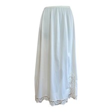 Vintage Komar White Nylon Lace Trim Half Maxi Dress SLIP Lingerie Medium