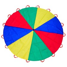 10ft Rainbow Parachute with 16 Handles for Outdoor Party Games, Team Building...