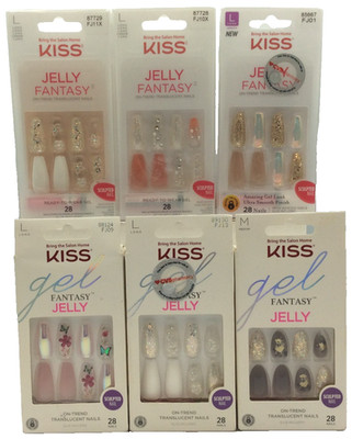 Kiss Jelly Fantasy Ready to Wear Gel, Assorted Styles, 28 Per Pack PACK OF 6 