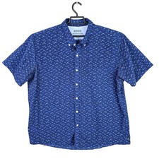 Mens Izod Advantage Performance Blue Shark Shirt Button Up Short Sleeve Size XXL