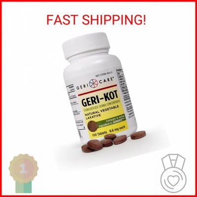 Geri-KOT Senna Laxative & Stool Softener Tablets, 100ct| Natural Vegetable Stimu
