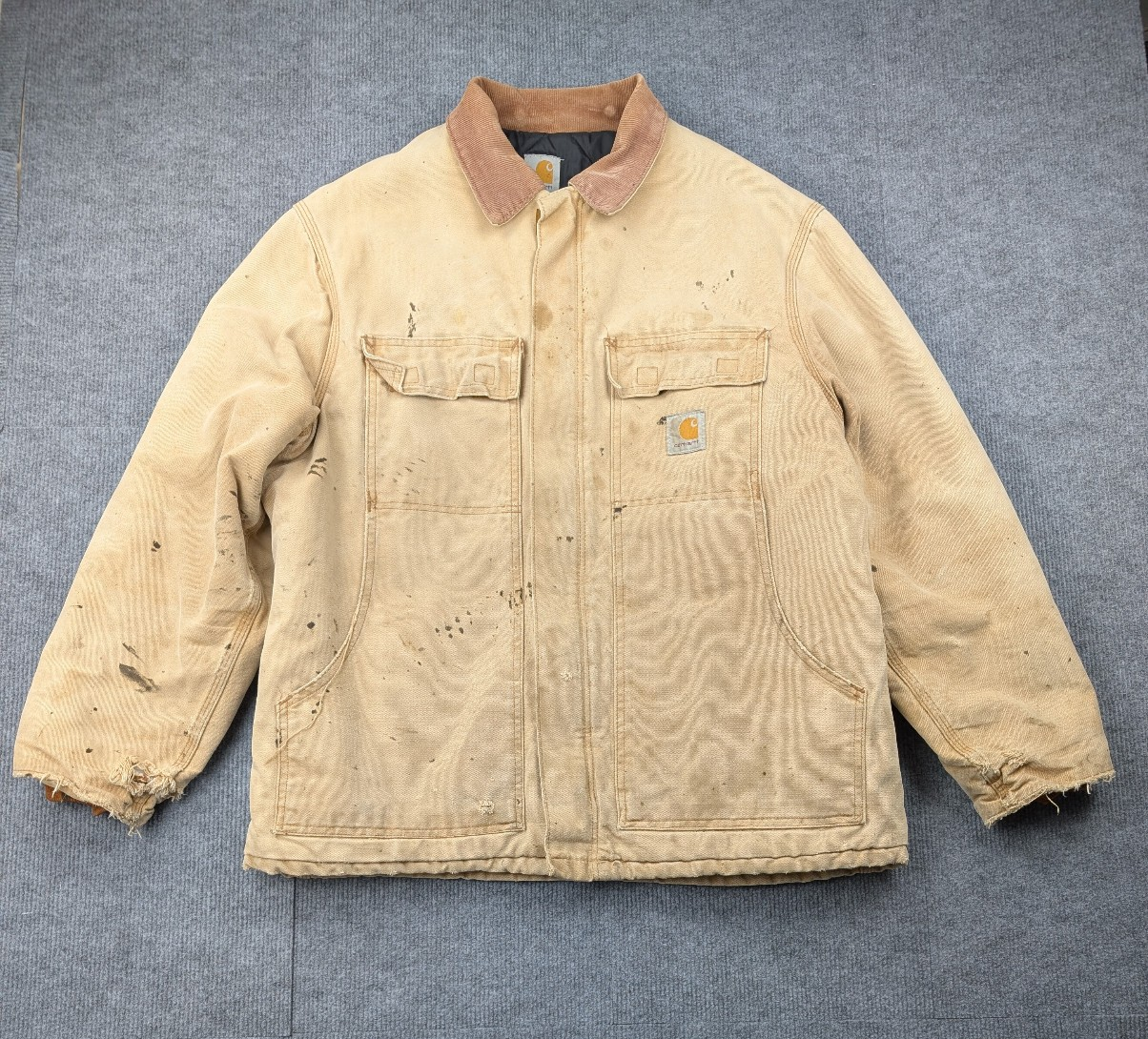 Carhartt Duck Canvas Jacket Mens Large C03 Chore Barn Work Wear Distressed USA