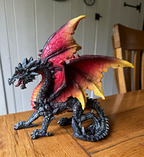 Black & Red Winged Dragon Statue Ornament Mythical Creature 20cm