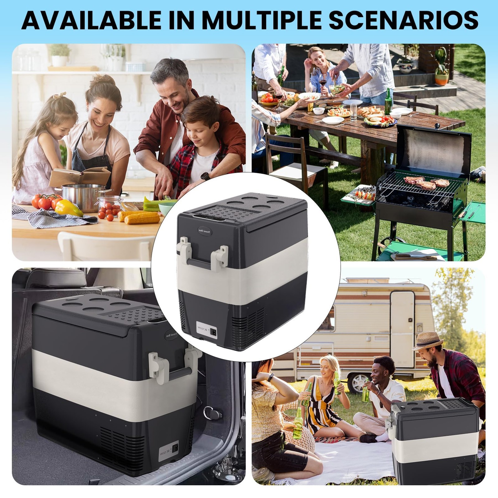 53 Quart Car Refrigerator,12V Portable Freezer Cooler 12/24V DC & 110-240V AC,RV