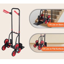 Stair Climbing Hand Truck & Upright Dolly 2in1 Steel 330 lbs &Telescoping Handle