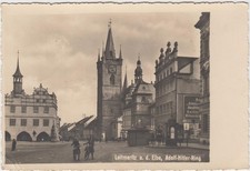 R 6 Leitmeritz 1936 ! Adolf H. Platz mit alter Telefonzelle !