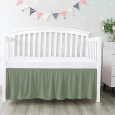 Dust Ruffle Crib Skirt, 100 Egyptian Cotton 800 Thread Count, Mini Crib Size