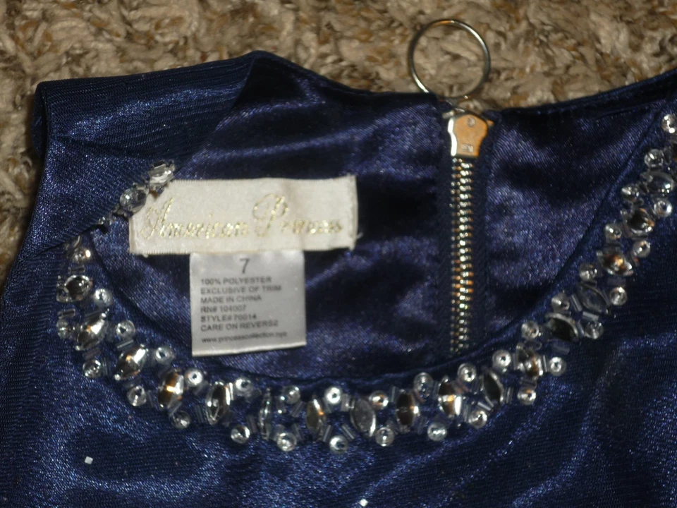Vestido para niñas American Princes, malla azul marino brillante, fiesta vacaciones, talla 7 Foto 4 de 4