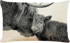 Highland Cow Throw Pillow Cover 12x20 Inch Cow Print Pillows Farmhouse Linen ...