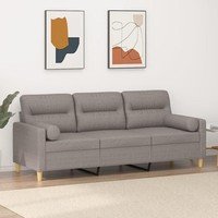 3-Sitzer-Sofa Mit Zierkissen Taupe 180 Cm Stoff