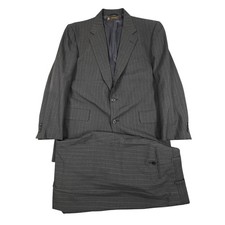 Brooks Brothers Brookease Suit Mens 44R 38X30 Gray Pinstripe Wool Pleated