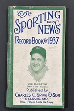 1937 Issue of The Sporting News Record Book - Joe McCarthy On Cover