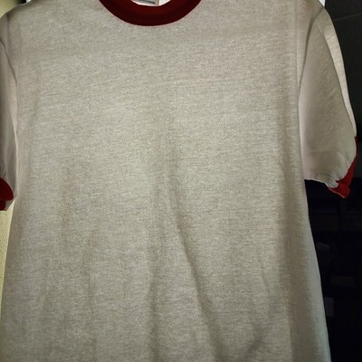Vintage Tee Jays Ringer Shirt Large (fit S) Paper Thin Single Stitch Made in USA