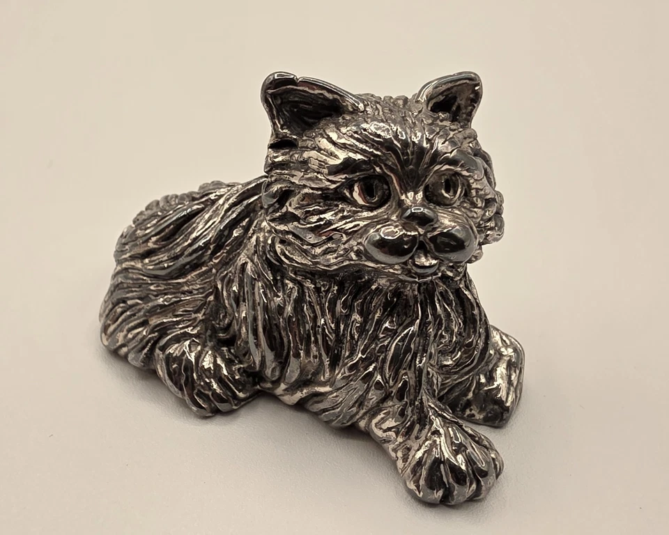 Estatuilla pequeña Italia italiana vintage de plata esterlina de cuerpo completo gato ~ 50,7 gramos Foto 2 de 4