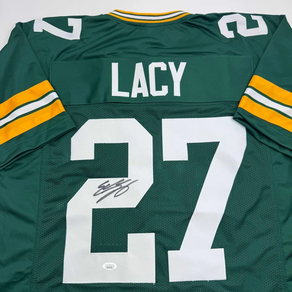 Camiseta de fútbol americano verde autografiada/firmada Eddie Lacy Green Bay certificado de autenticidad JSA Foto 2 de 4