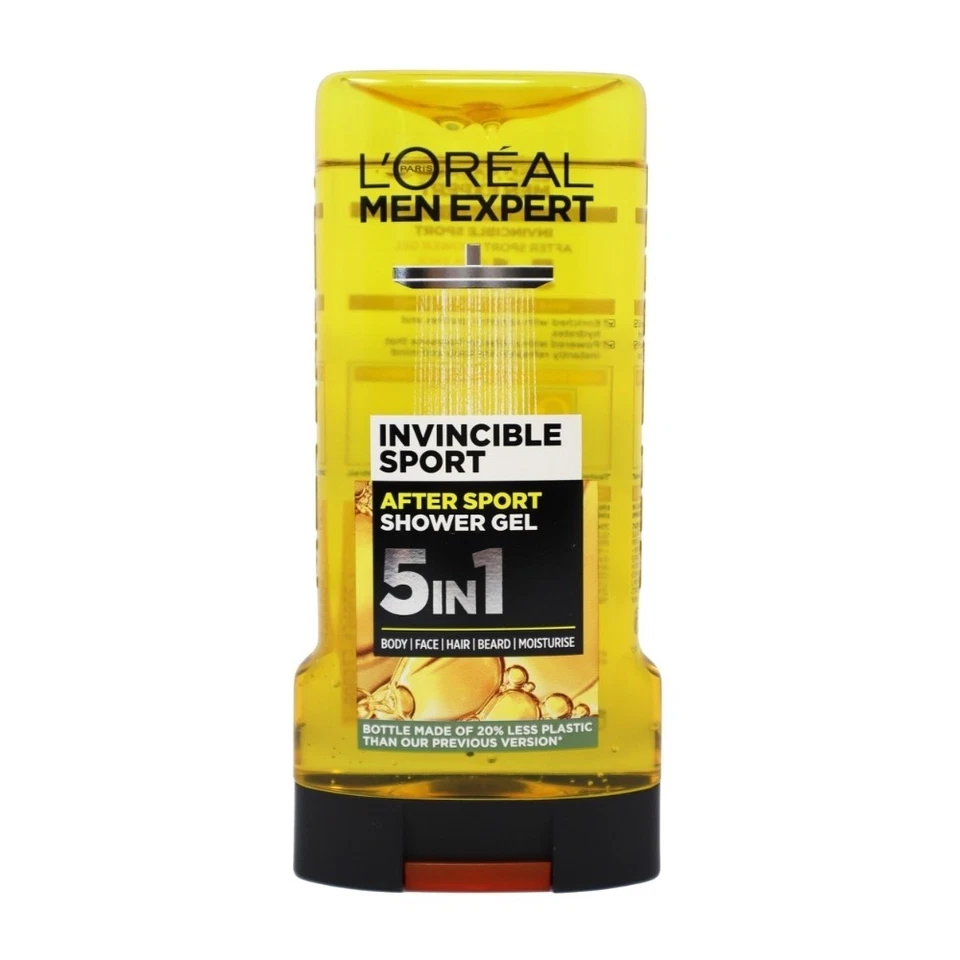 Paquete de 3 Gel de Ducha L'Oreal Men Expert 5 en 1 Invincible Sport Alcanfor, 300 ml Foto 2 de 3