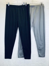 2x Thermajane Long Johns Women’s L Thermal Underwear Base Layer Lot Black & Gray