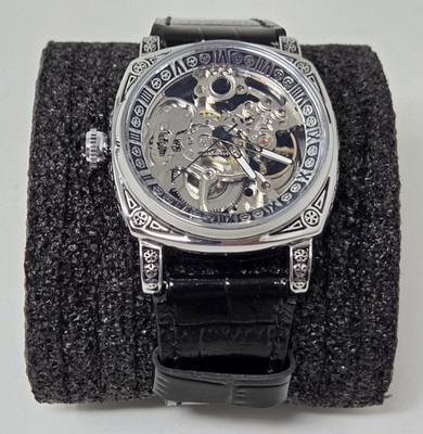 New Forsining Men's Hollow Skeleton Automatic Watch w/ Black Leather Strap