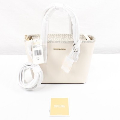 Michael Kors Coated Canvas Jet Set Travel Top-Zip Tote Bag In Cream Size XS