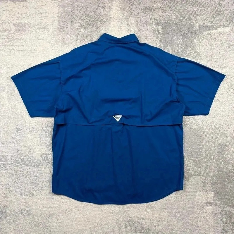 Columbia Performance Fishing Gear Shirt Large Men’s Blue Button Up Short Sleeve image 5