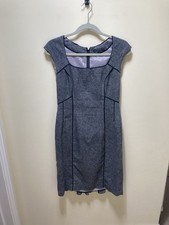 Coast Grey Wool Blend Piped Panel Pencil Dress UK 12 Smart Work Occasion