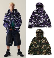 A BATHING APE Men's GLITCH WOODLAND CAMO SHORT SNOWBOARD JACKET 1M30140019
