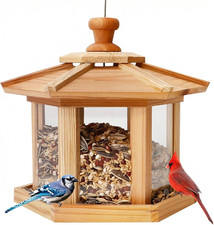 Bird Feeder for Outdoors with Vented Mesh Tray 9.6" Dia. X 8.7" H 3.2-lb