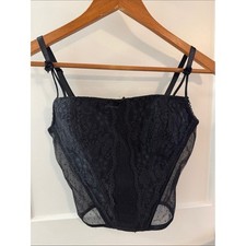 Black Lace Bustier Cami Corset Top Mesh Size Medium