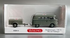 VW T1 Bus Krankenwagen mit Anhänger - grau / rotes Kreuz Wiking 032004 1:87 NEU